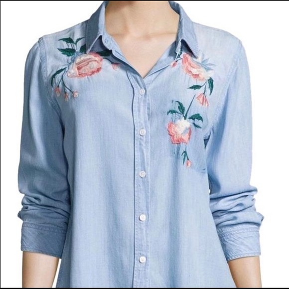 Rails Chambray Button-Down with Floral Embroidery - Picture 2 of 5